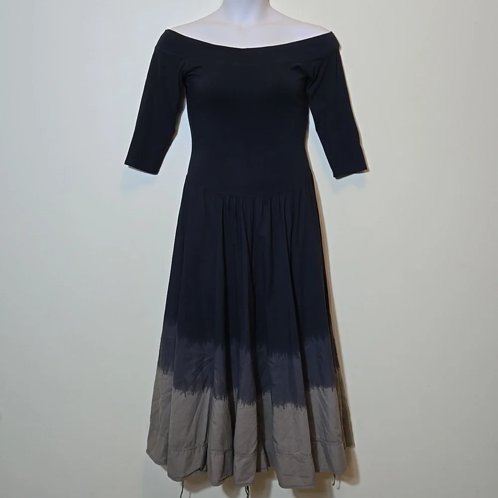 Luna Luz Women's Dress Size Medium Bubble Tie Hem Dip Dye Hippie Festival Cotton - Picture 2 of 15